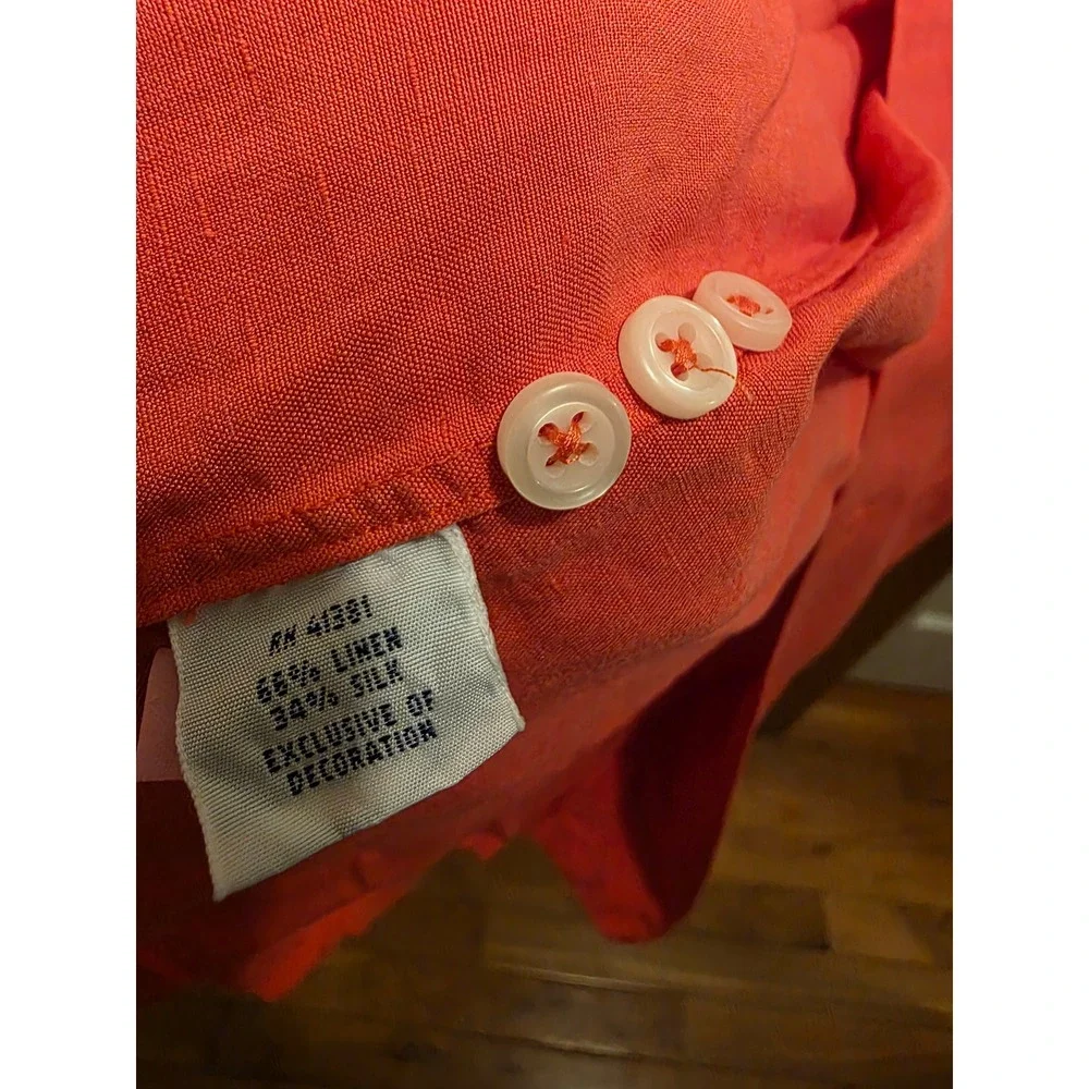 Polo Ralph Lauren Mens 3XLT Linen Silk Short Sleeve Camp Shirt Coral